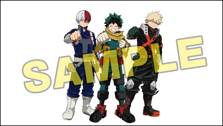 描き下ろしキャラクター:緑谷出久、爆豪勝己、轟焦凍